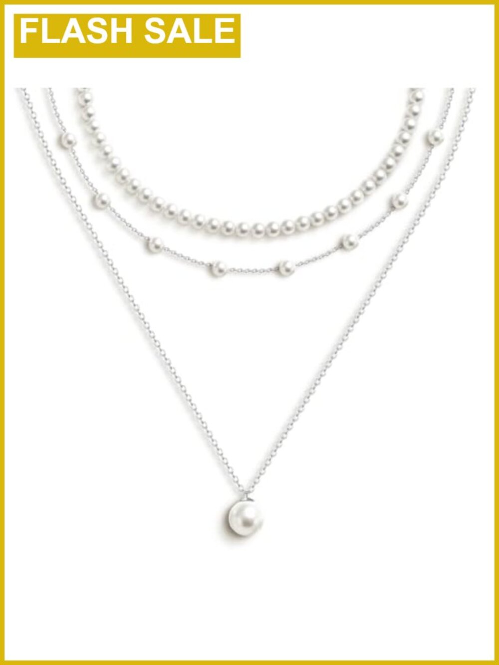 Layered Pearl Necklace Set 14K Gold Plated Choker Jewelry for Women